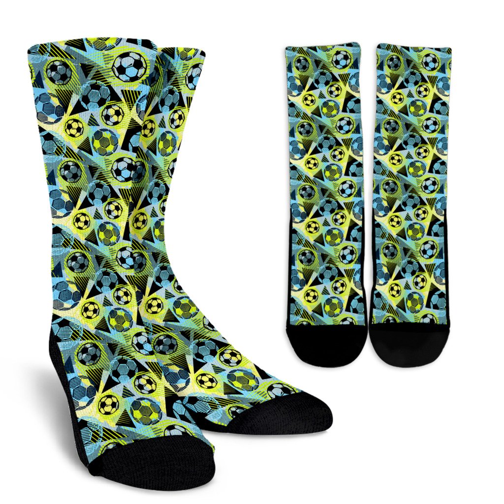 Soccer Ball Themed Print Design Crew Socks