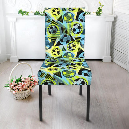 Soccer Ball Themed Print Design Dining Chair Slipcover-JTAMIGO.COM