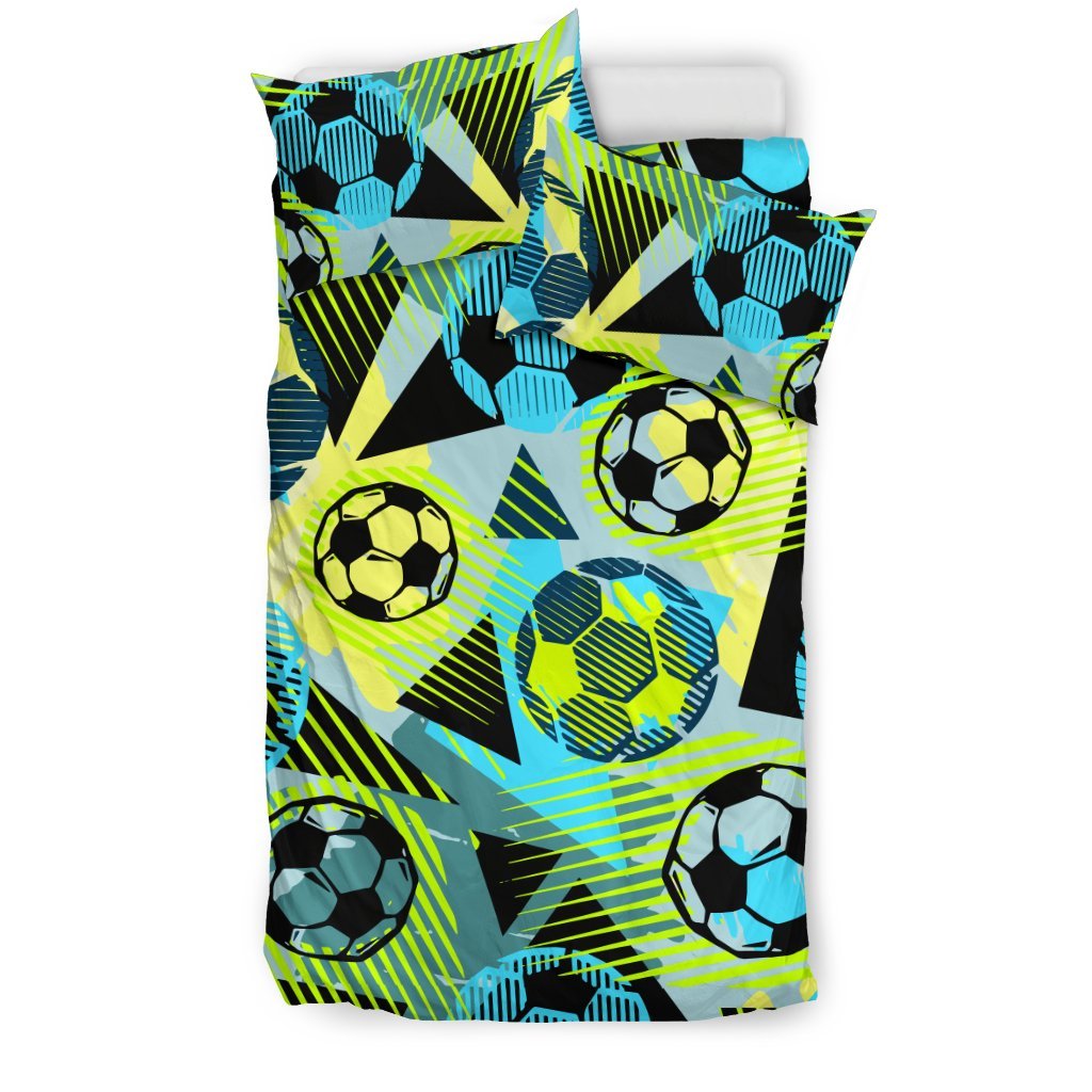 Soccer Ball Themed Print Design Duvet Cover Bedding Set