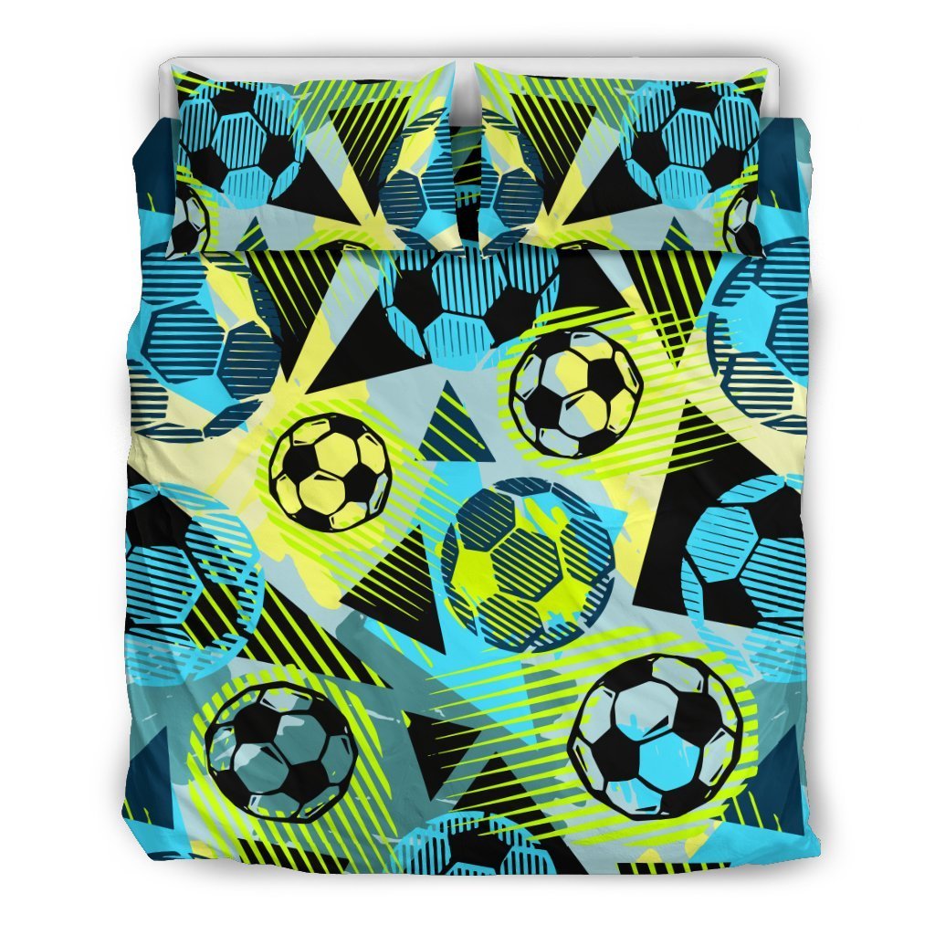 Soccer Ball Themed Print Design Duvet Cover Bedding Set