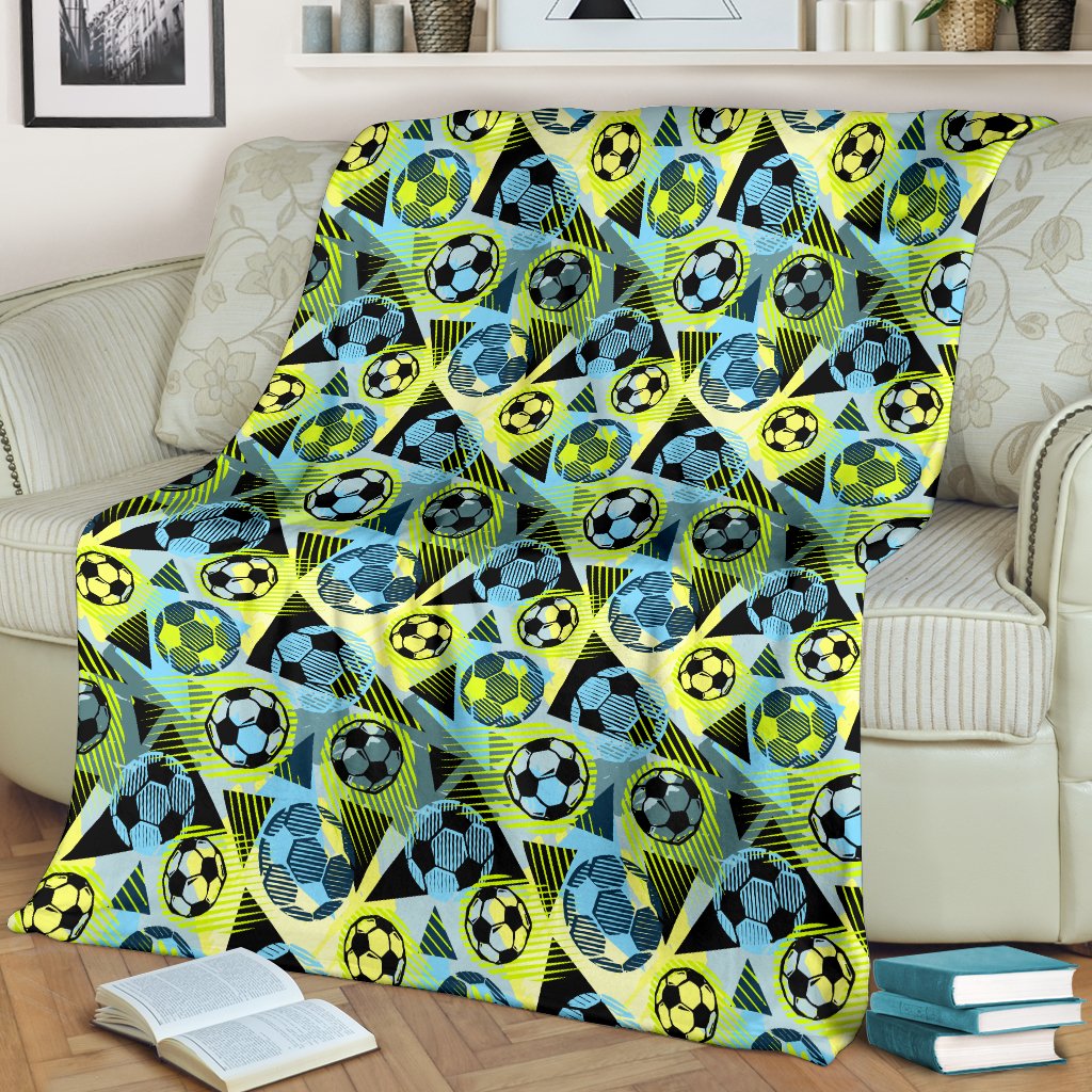 Soccer Ball Themed Print Design Fleece Blanket