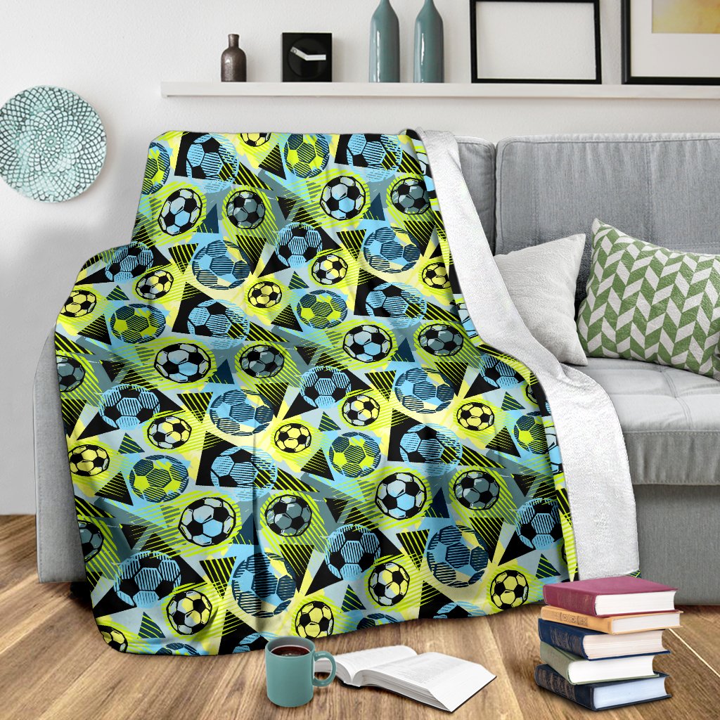 Soccer Ball Themed Print Design Fleece Blanket