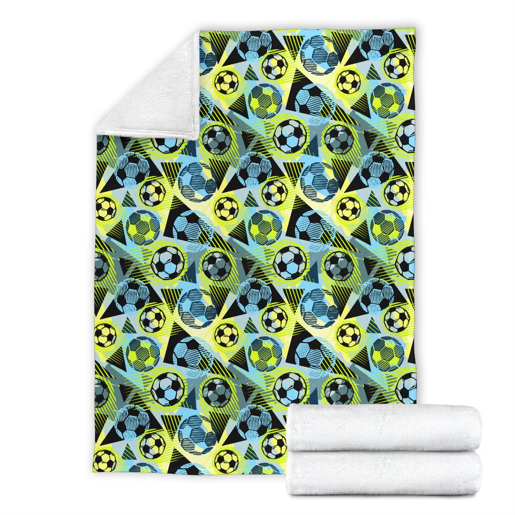Soccer Ball Themed Print Design Fleece Blanket