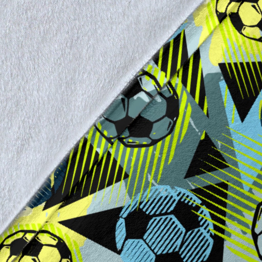 Soccer Ball Themed Print Design Fleece Blanket