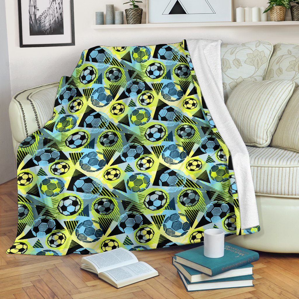 Soccer Ball Themed Print Design Fleece Blanket