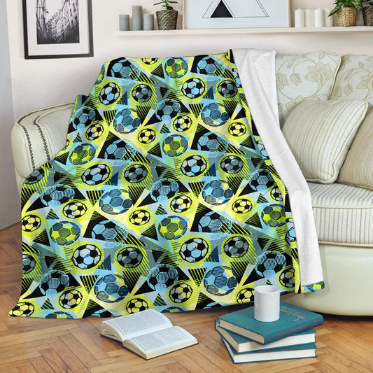 Soccer Ball Themed Print Design Fleece Blanket