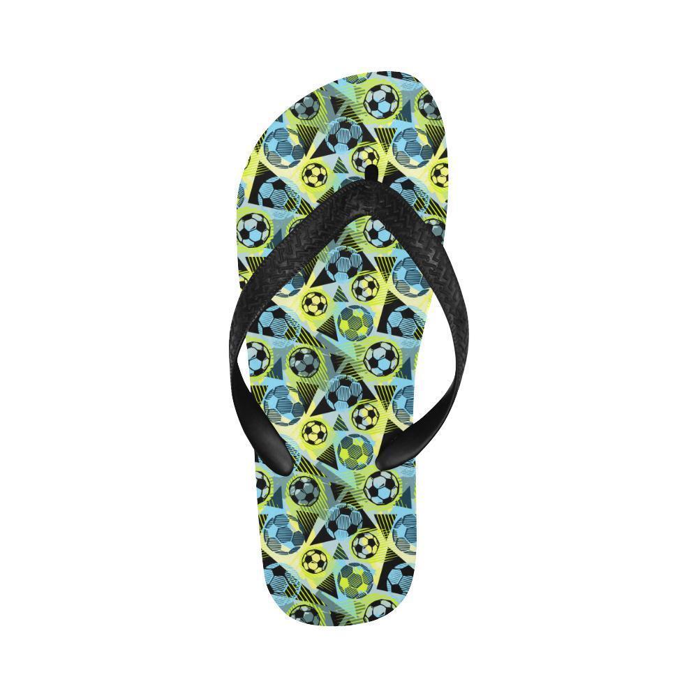 Soccer Ball Themed Print Design Flip Flops-JTAMIGO.COM