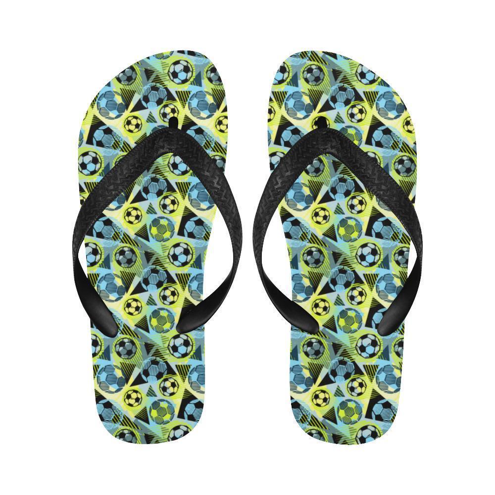 Soccer Ball Themed Print Design Flip Flops-JTAMIGO.COM