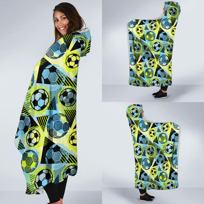 Soccer Ball Themed Print Design Hooded Blanket-JTAMIGO.COM
