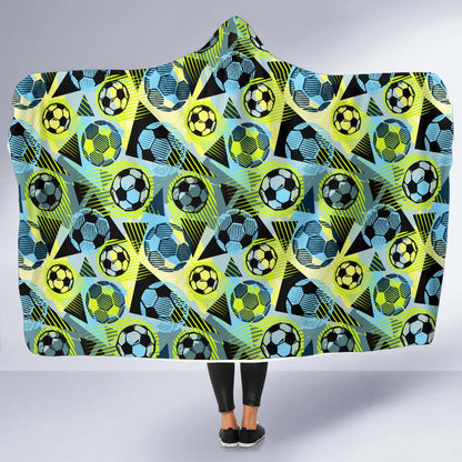 Soccer Ball Themed Print Design Hooded Blanket-JTAMIGO.COM