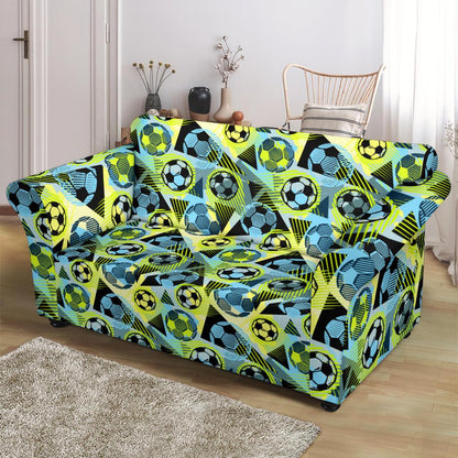 Soccer Ball Themed Print Design Loveseat Slipcover-JTAMIGO.COM