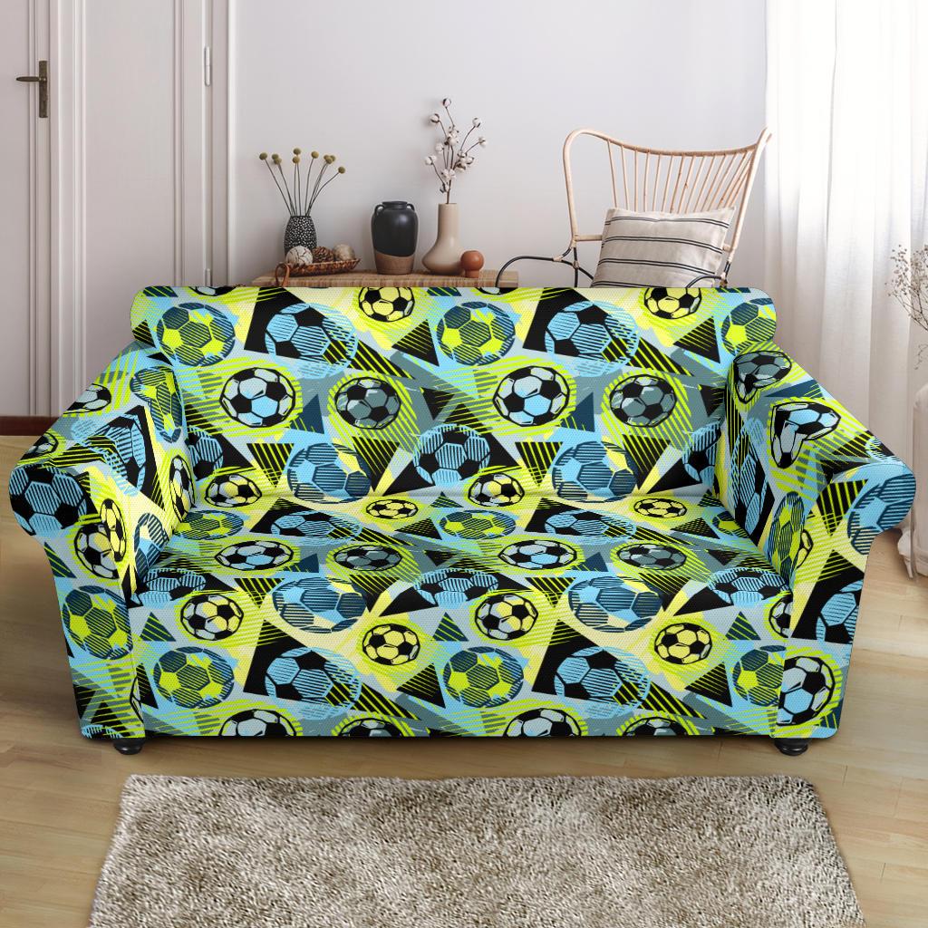Soccer Ball Themed Print Design Loveseat Slipcover-JTAMIGO.COM
