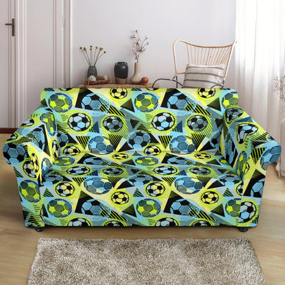 Soccer Ball Themed Print Design Loveseat Slipcover-JTAMIGO.COM