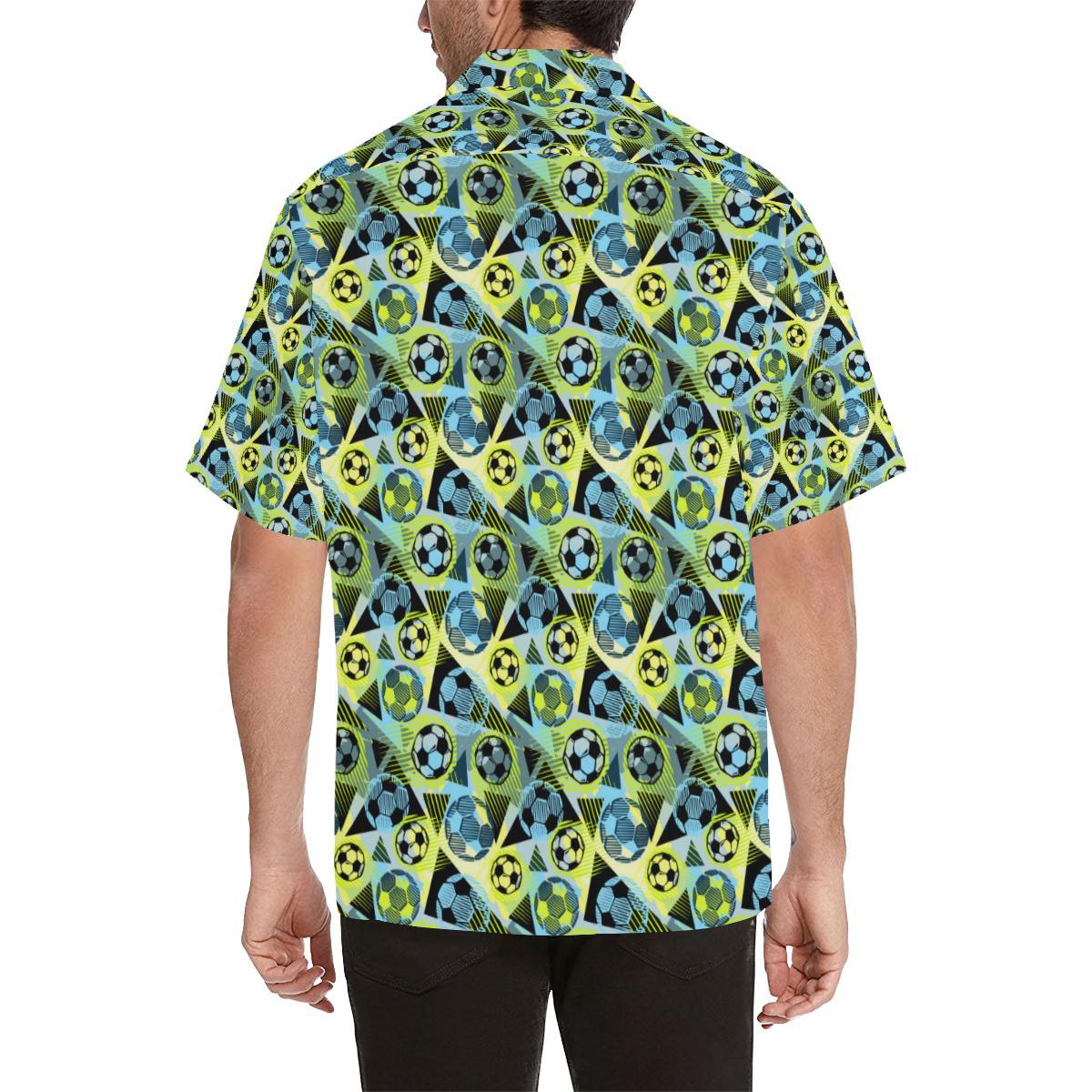 Soccer Ball Themed Print Design Men Aloha Hawaiian Shirt
