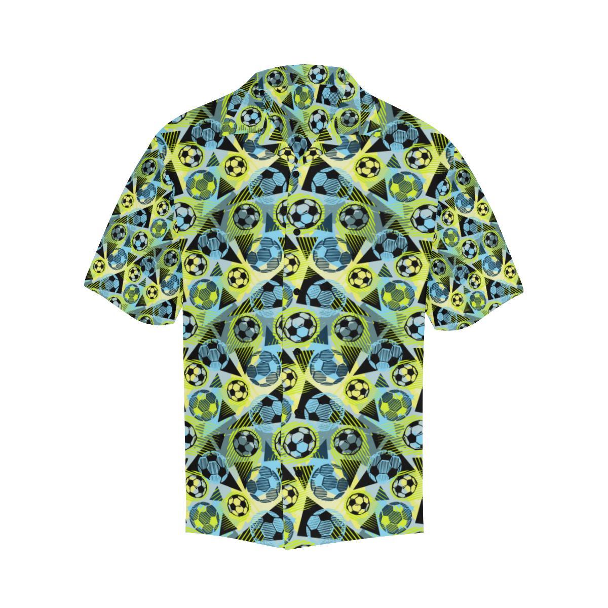 Soccer Ball Themed Print Design Men Aloha Hawaiian Shirt