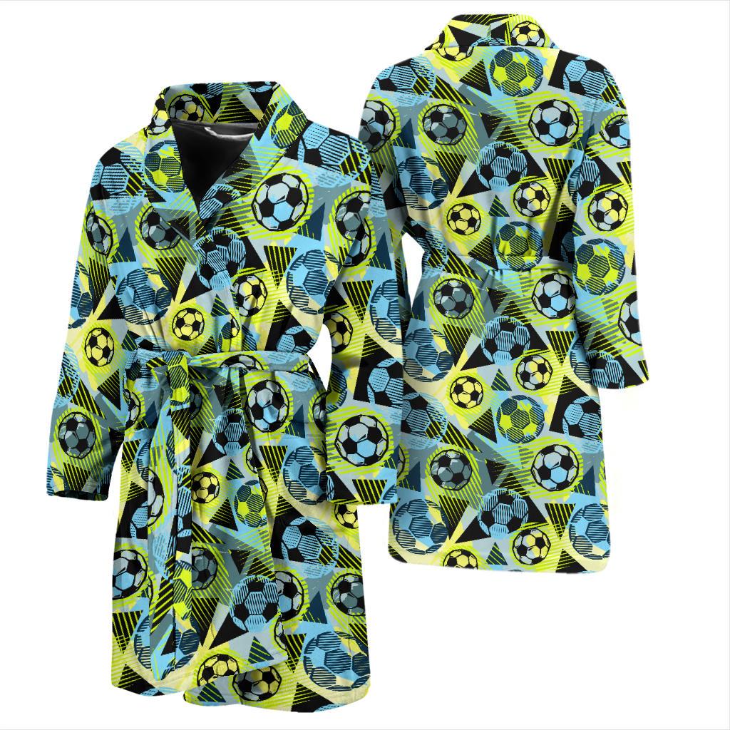 Soccer Ball Themed Print Design Men Bath Robe-JTAMIGO.COM