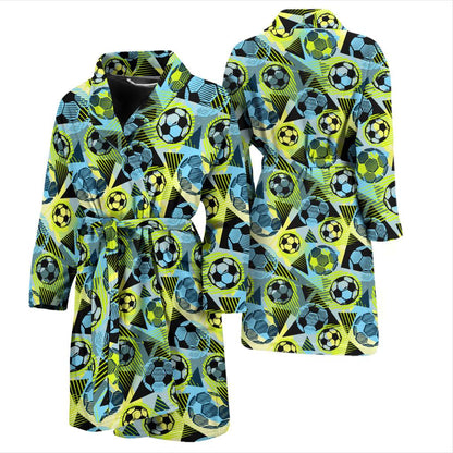 Soccer Ball Themed Print Design Men Bath Robe-JTAMIGO.COM