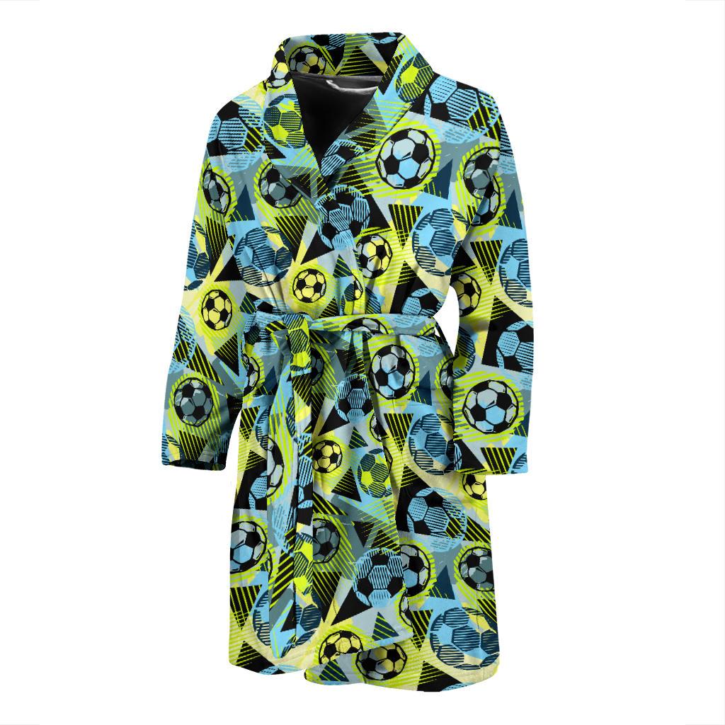Soccer Ball Themed Print Design Men Bath Robe-JTAMIGO.COM