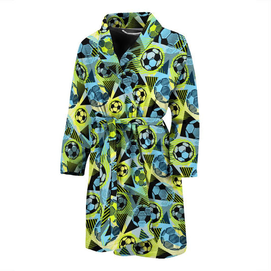 Soccer Ball Themed Print Design Men Bath Robe-JTAMIGO.COM