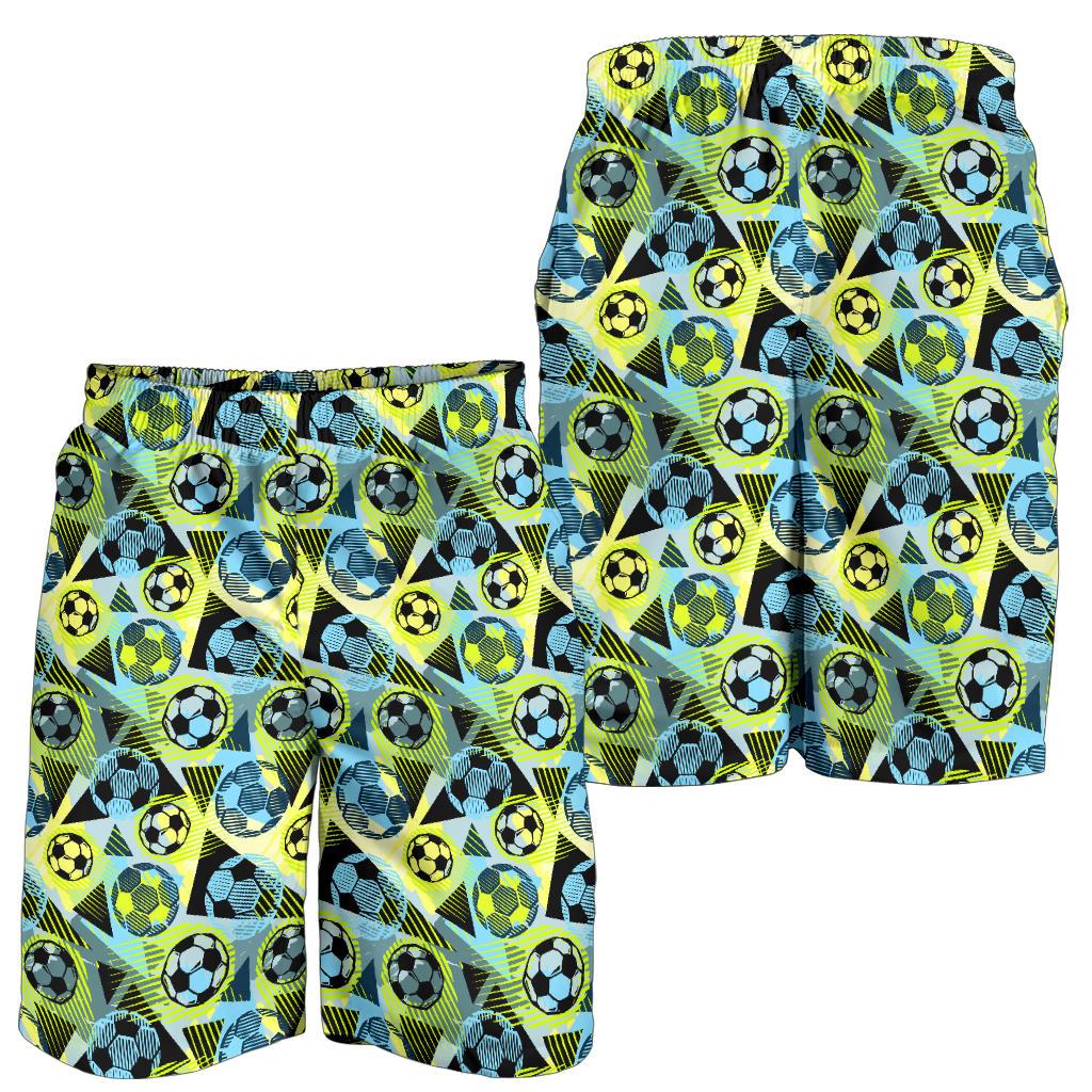 Soccer Ball Themed Print Design Mens Shorts-JTAMIGO.COM
