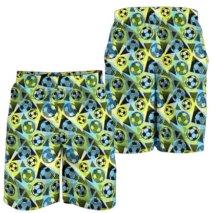 Soccer Ball Themed Print Design Mens Shorts-JTAMIGO.COM