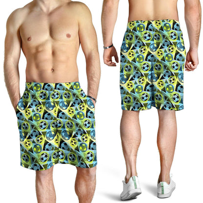 Soccer Ball Themed Print Design Mens Shorts-JTAMIGO.COM