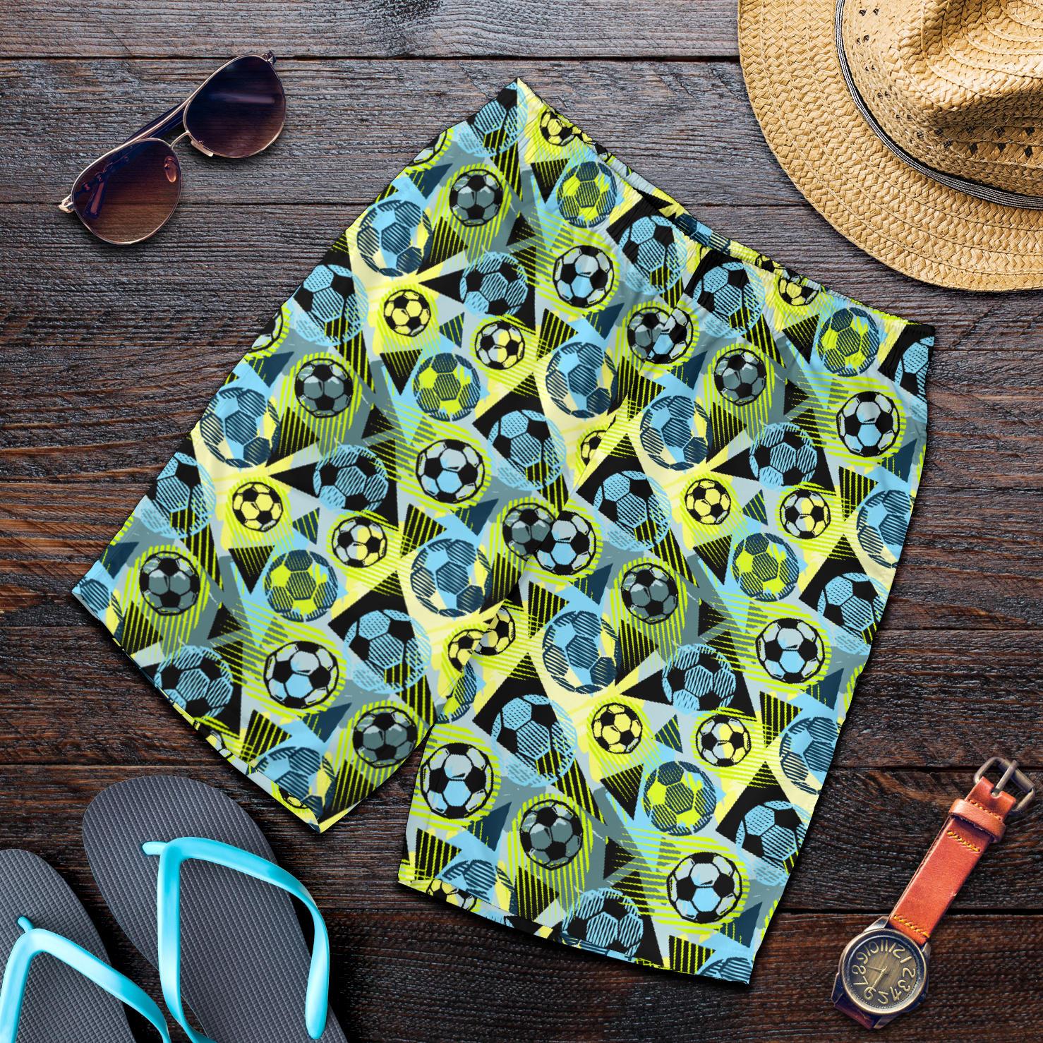 Soccer Ball Themed Print Design Mens Shorts-JTAMIGO.COM
