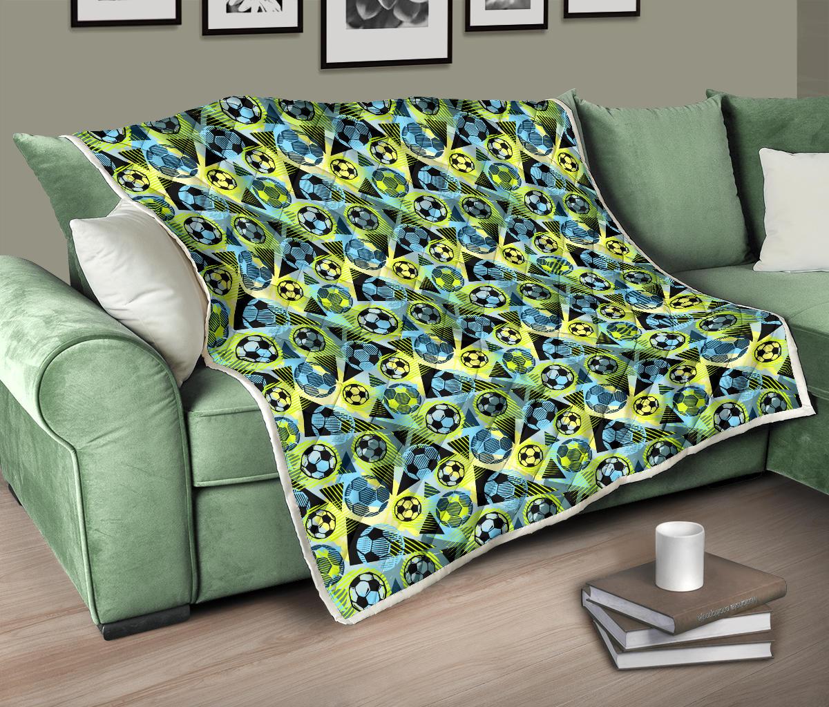 Soccer Ball Themed Print Design Premium Quilt-JTAMIGO.COM