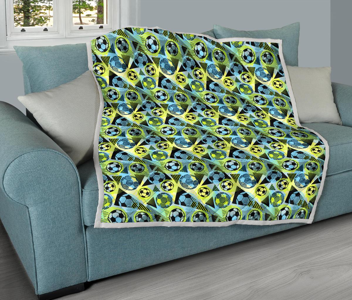 Soccer Ball Themed Print Design Premium Quilt-JTAMIGO.COM