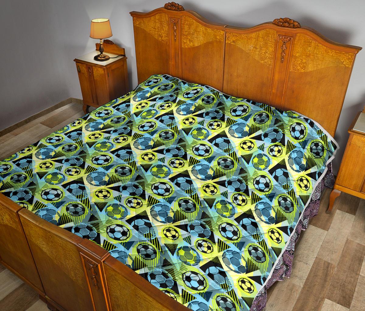 Soccer Ball Themed Print Design Premium Quilt-JTAMIGO.COM
