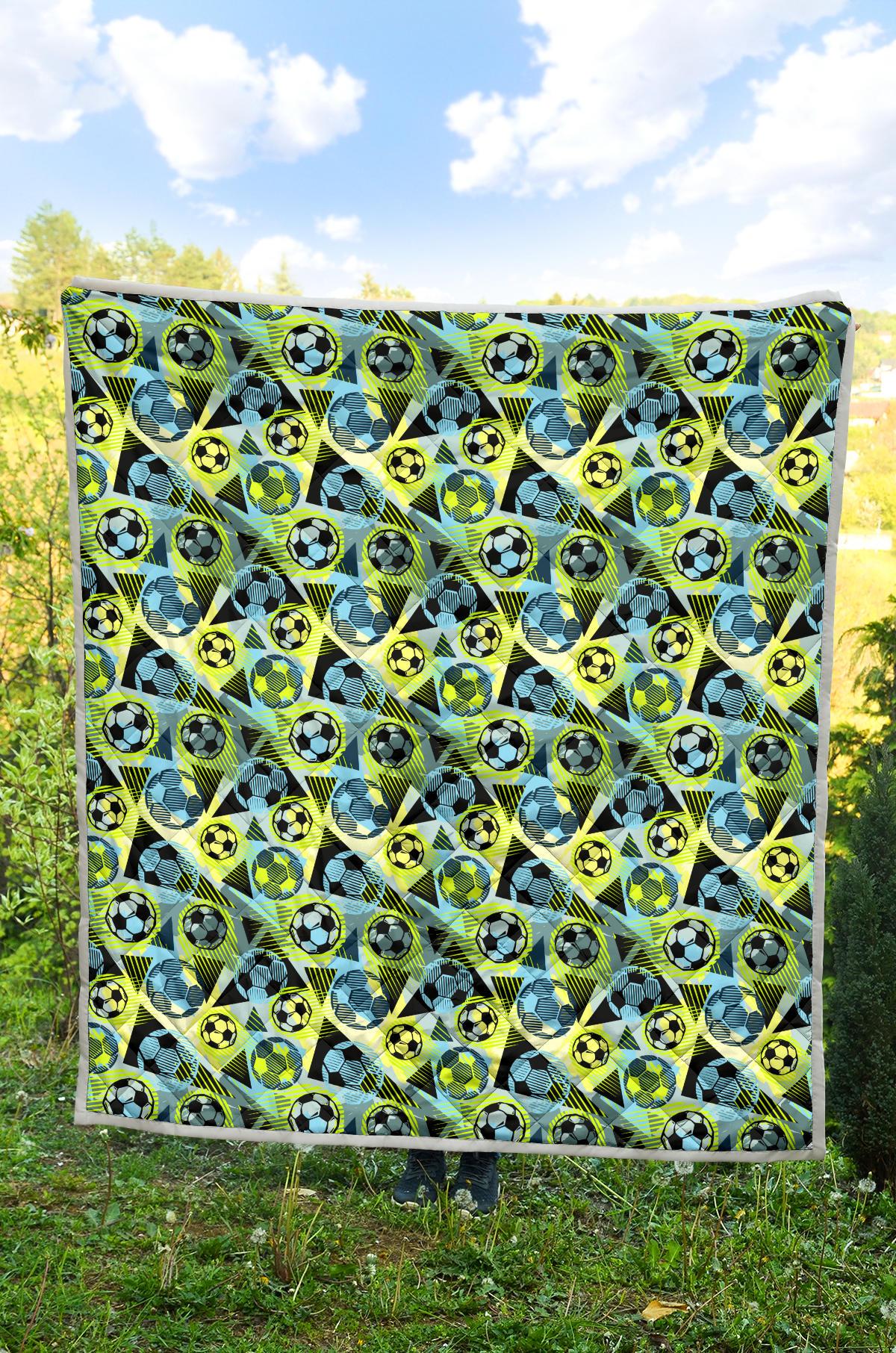 Soccer Ball Themed Print Design Premium Quilt-JTAMIGO.COM
