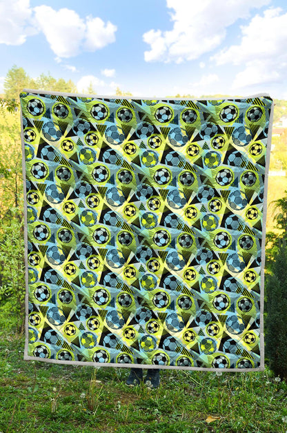 Soccer Ball Themed Print Design Premium Quilt-JTAMIGO.COM