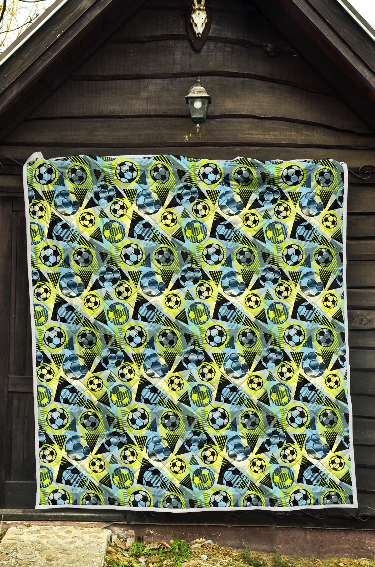 Soccer Ball Themed Print Design Premium Quilt-JTAMIGO.COM