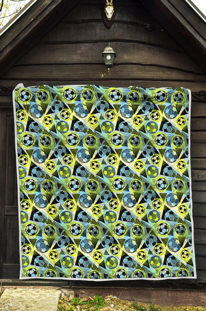 Soccer Ball Themed Print Design Premium Quilt-JTAMIGO.COM