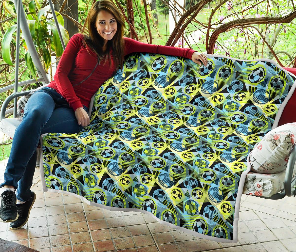 Soccer Ball Themed Print Design Premium Quilt-JTAMIGO.COM