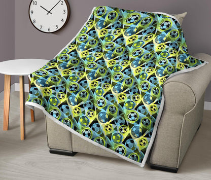 Soccer Ball Themed Print Design Premium Quilt-JTAMIGO.COM
