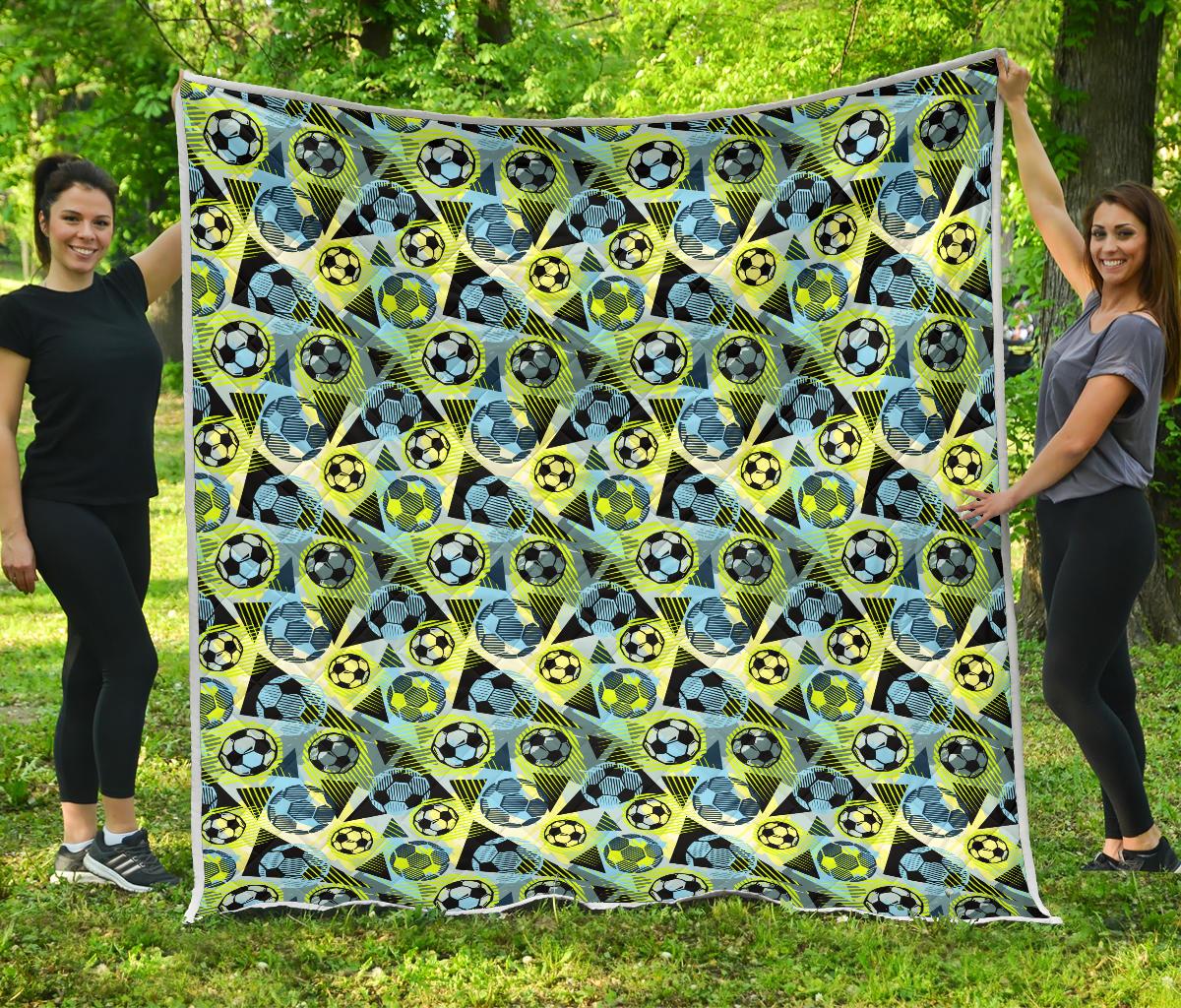 Soccer Ball Themed Print Design Premium Quilt-JTAMIGO.COM