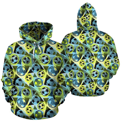 Soccer Ball Themed Print Design Pullover Hoodie