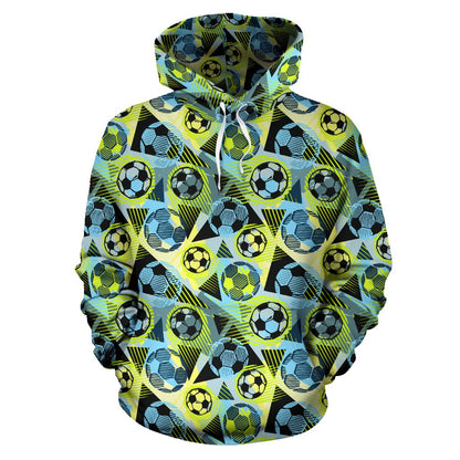 Soccer Ball Themed Print Design Pullover Hoodie