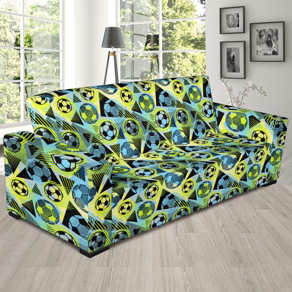 Soccer Ball Themed Print Design Sofa Slipcover-JTAMIGO.COM