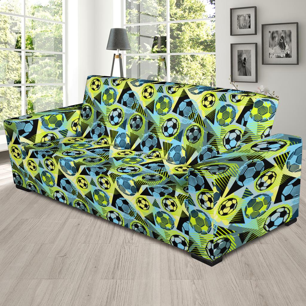 Soccer Ball Themed Print Design Sofa Slipcover-JTAMIGO.COM