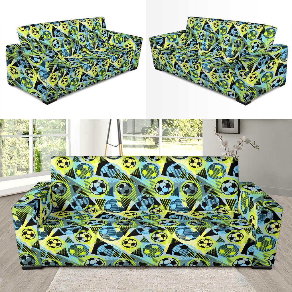 Soccer Ball Themed Print Design Sofa Slipcover-JTAMIGO.COM