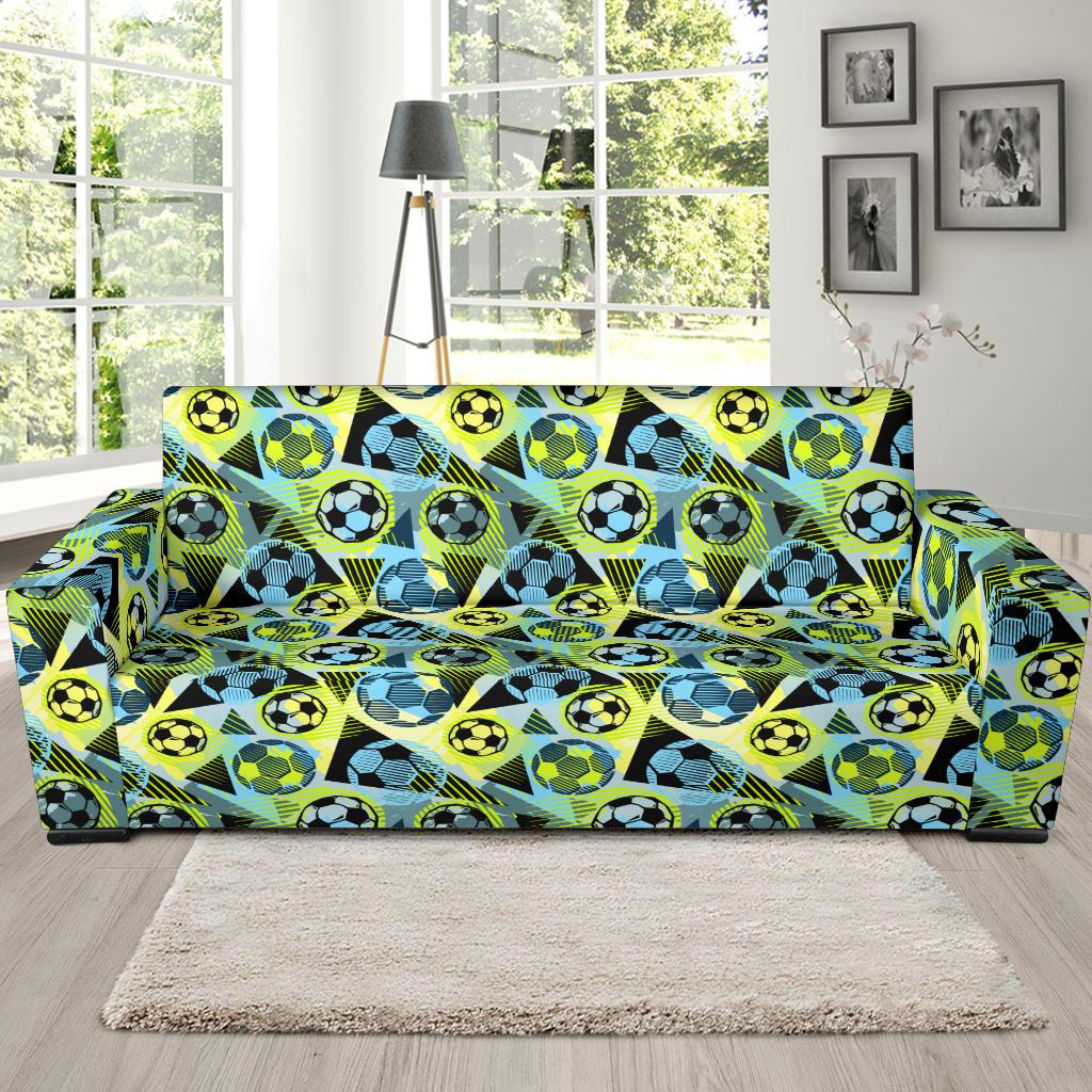 Soccer Ball Themed Print Design Sofa Slipcover-JTAMIGO.COM