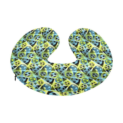 Soccer Ball Themed Print Design U-Shaped Travel Neck Pillow-JTAMIGO.COM