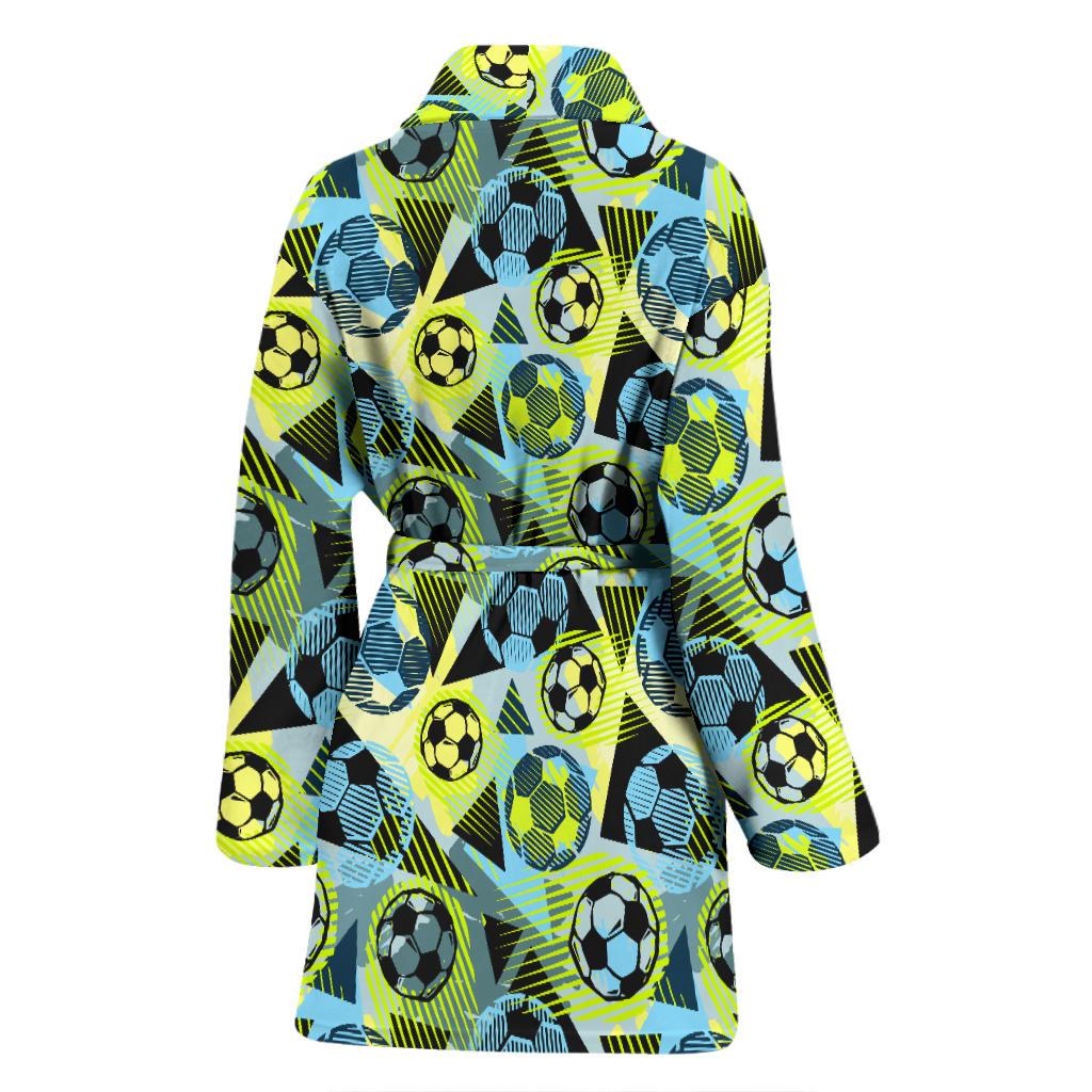 Soccer Ball Themed Print Design Women Bath Robe-JTAMIGO.COM