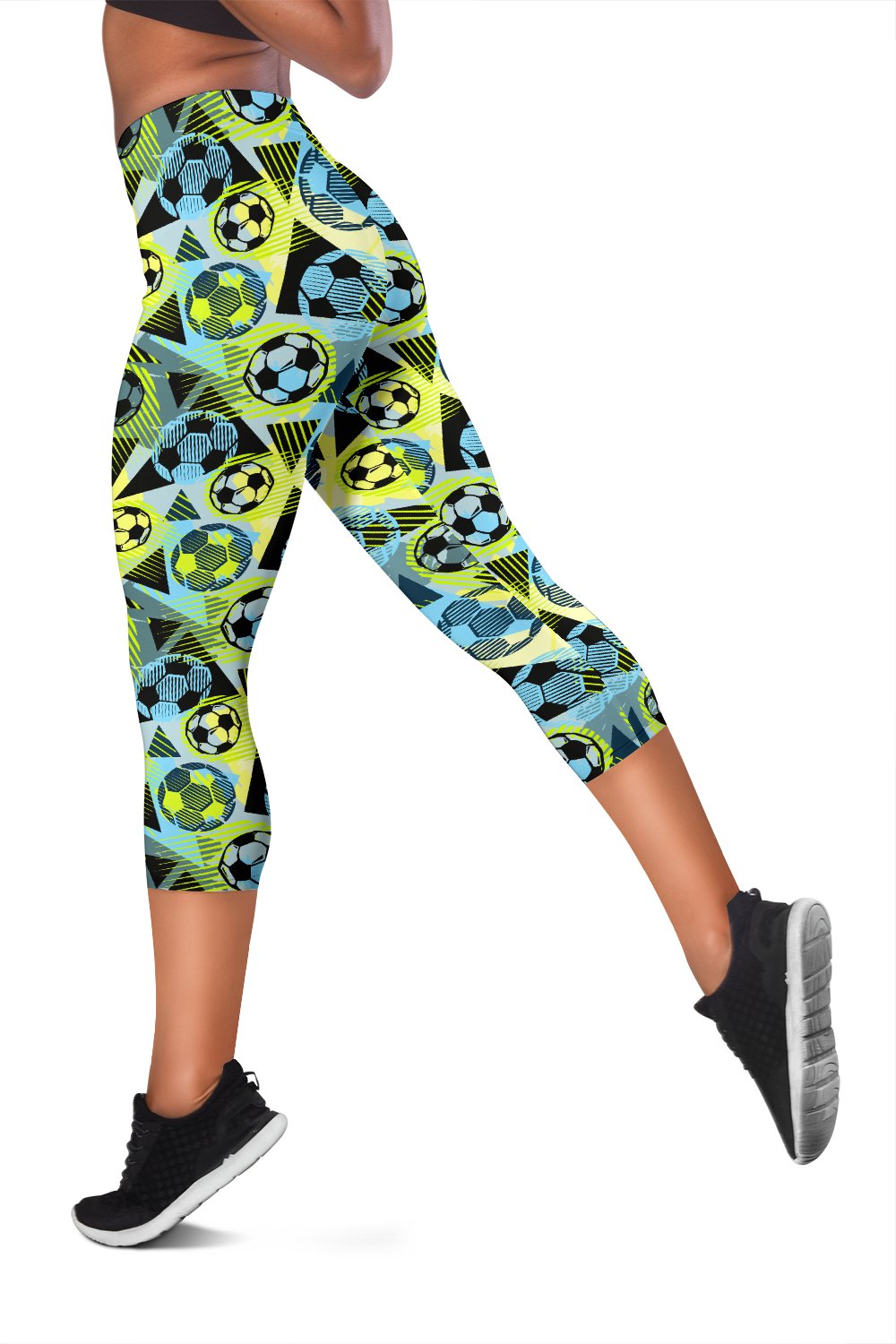 Soccer Ball Themed Print Design Women Capris