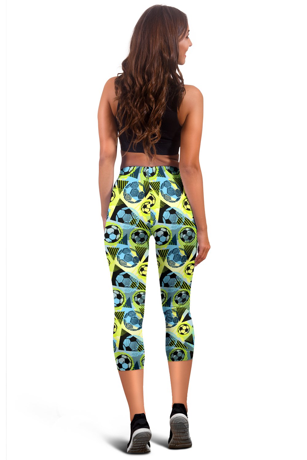 Soccer Ball Themed Print Design Women Capris