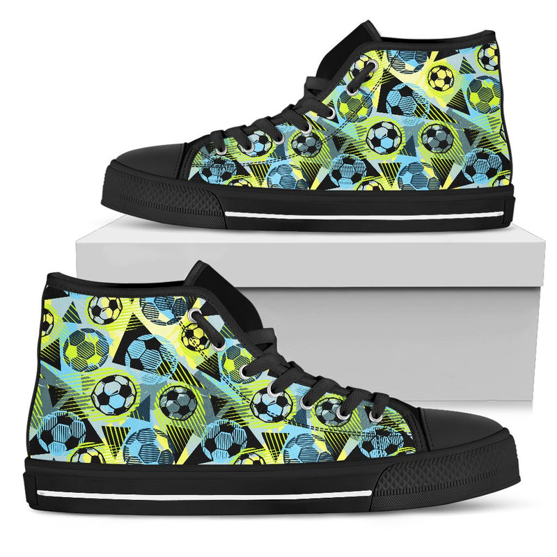 Soccer Ball Themed Print Design Women High Top Shoes