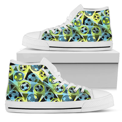 Soccer Ball Themed Print Design Women High Top Shoes