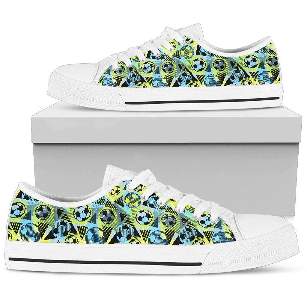 Soccer Ball Themed Print Design Women Low Top Shoes-JTAMIGO.COM